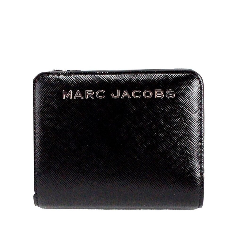 NEW Marc Jacobs Mini Black Leather Compact Coin Pouch Wallet NWT